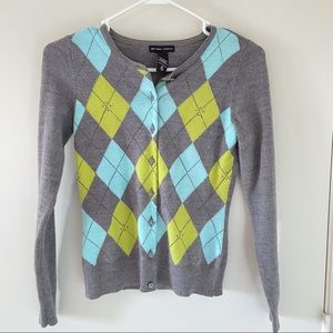 NY&Co Argyle Button Down Cardigan Size XS